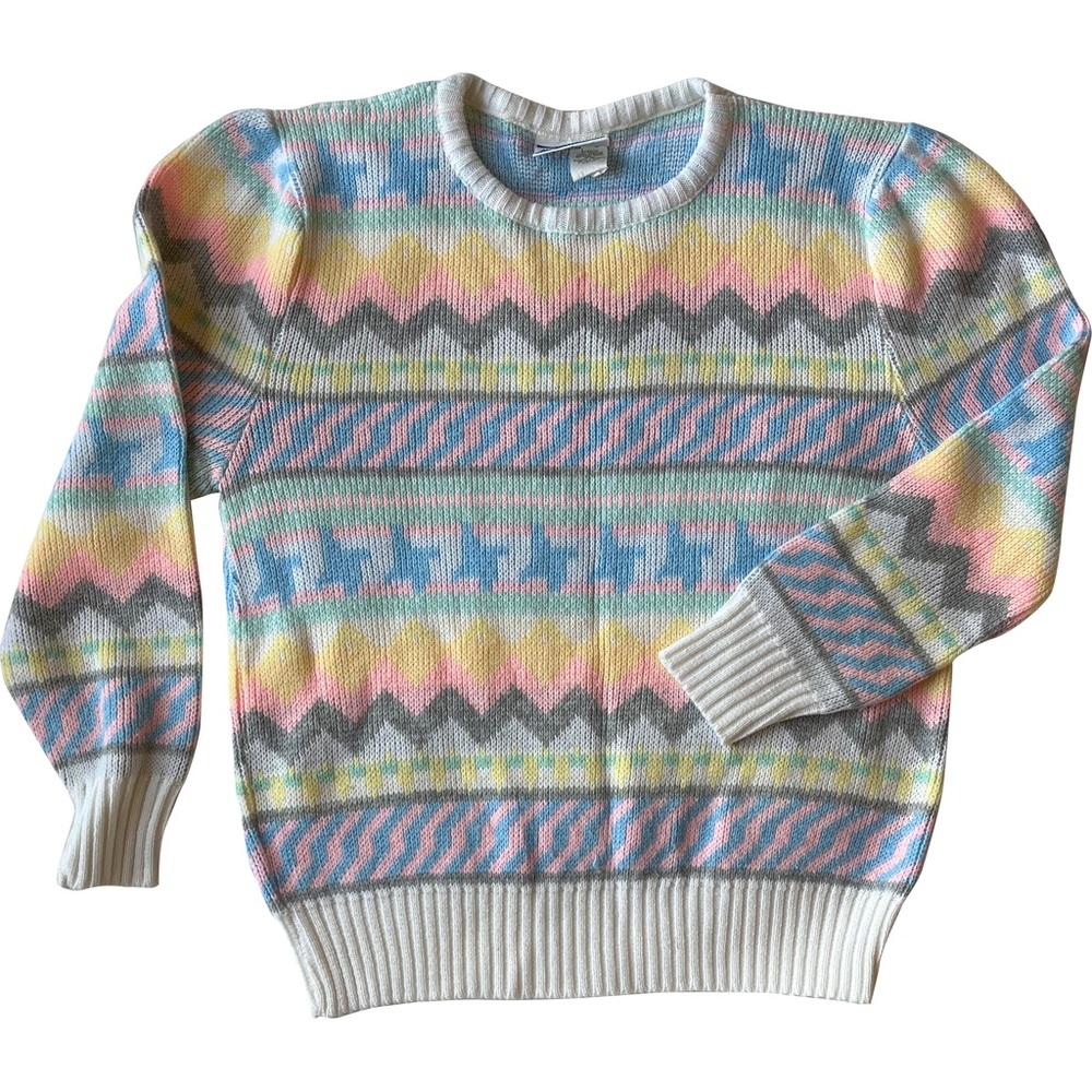 Colorful pastel sweater 1980s vintage - kawaii sweater